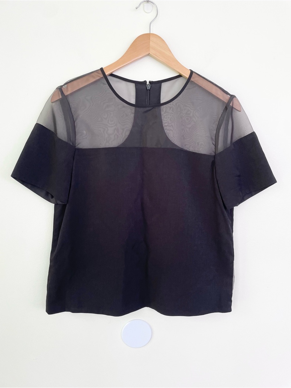 Keepsake The Label Mesh Inset Short Sleeve Blouse M Medium Black Minimalist Moto